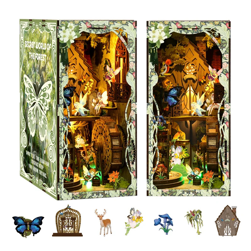 DIY Wooden 3D Book Nook Puzzle - Diy Wooden Book Nook Kit Shelf Insert 评论和价格