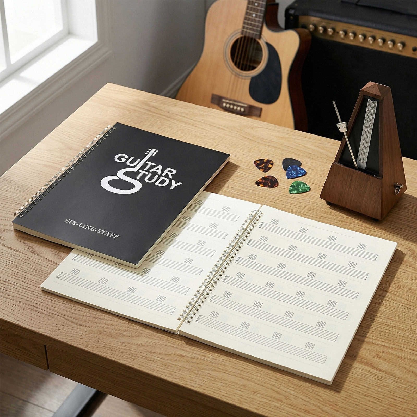 2Pcs Guitar Tab Manuscript Not - Blank Sheet Music Notebook 评论和价格