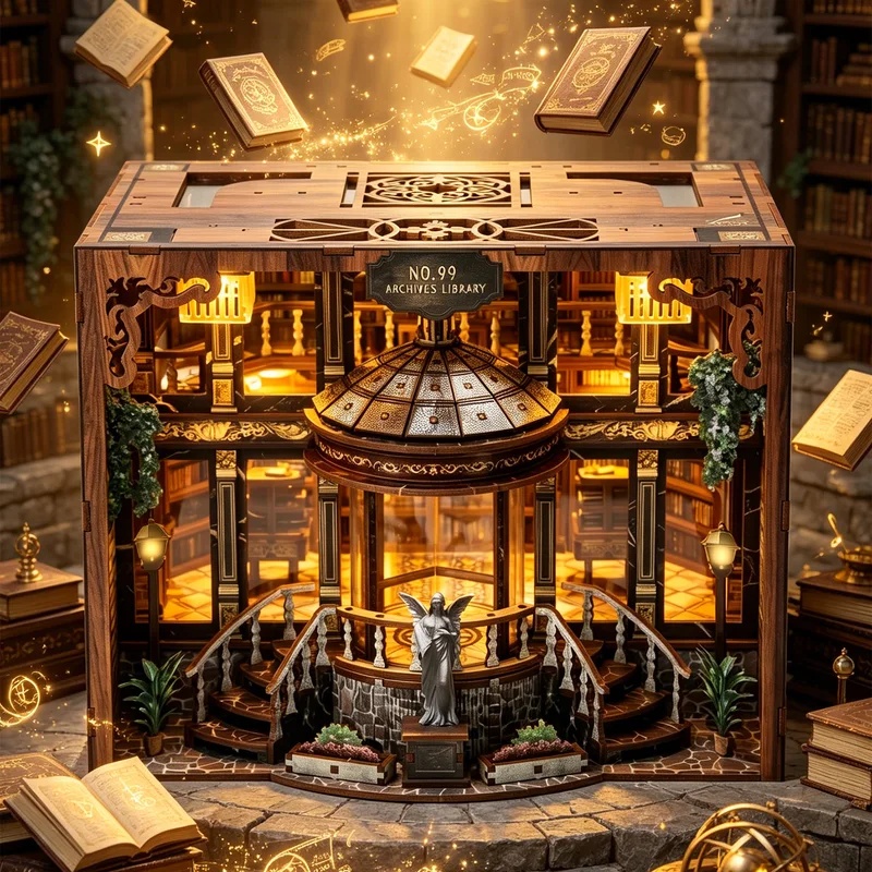 3D Model Kit With Light Booken - Diy Wooden Book Nook Kit Shelf Insert 评论和价格