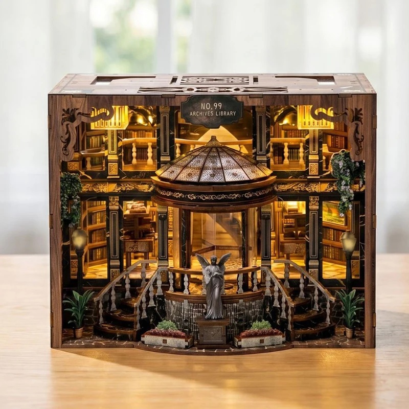 3D Model Kit With Light Booken - Diy Wooden Book Nook Kit Shelf Insert 评论和价格