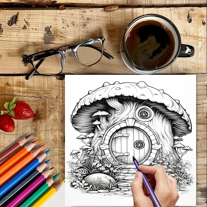 Coloring Book Fairy Door for A - Adult Coloring Book Stress Relief 评论和价格